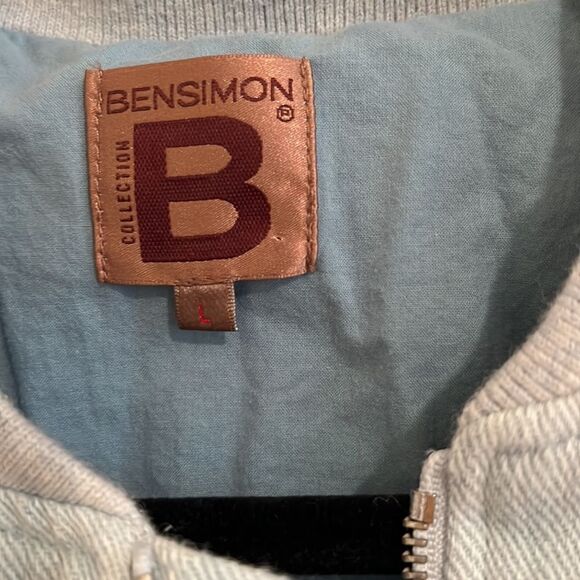 Vintage Bensimon Collection Fully Lined Light Blue Denim Bomber Jacket size L - Picture 7 of 8